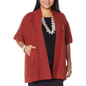 WynneLayers Ribbed Sweater Knit Poncho Topper
